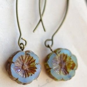 Blue Antique Flower Earrings